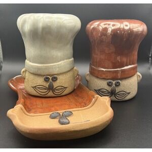 VTG Pottery Salt Pepper Shakers Takahashi San Francisco Le Chef ~ Set of 3